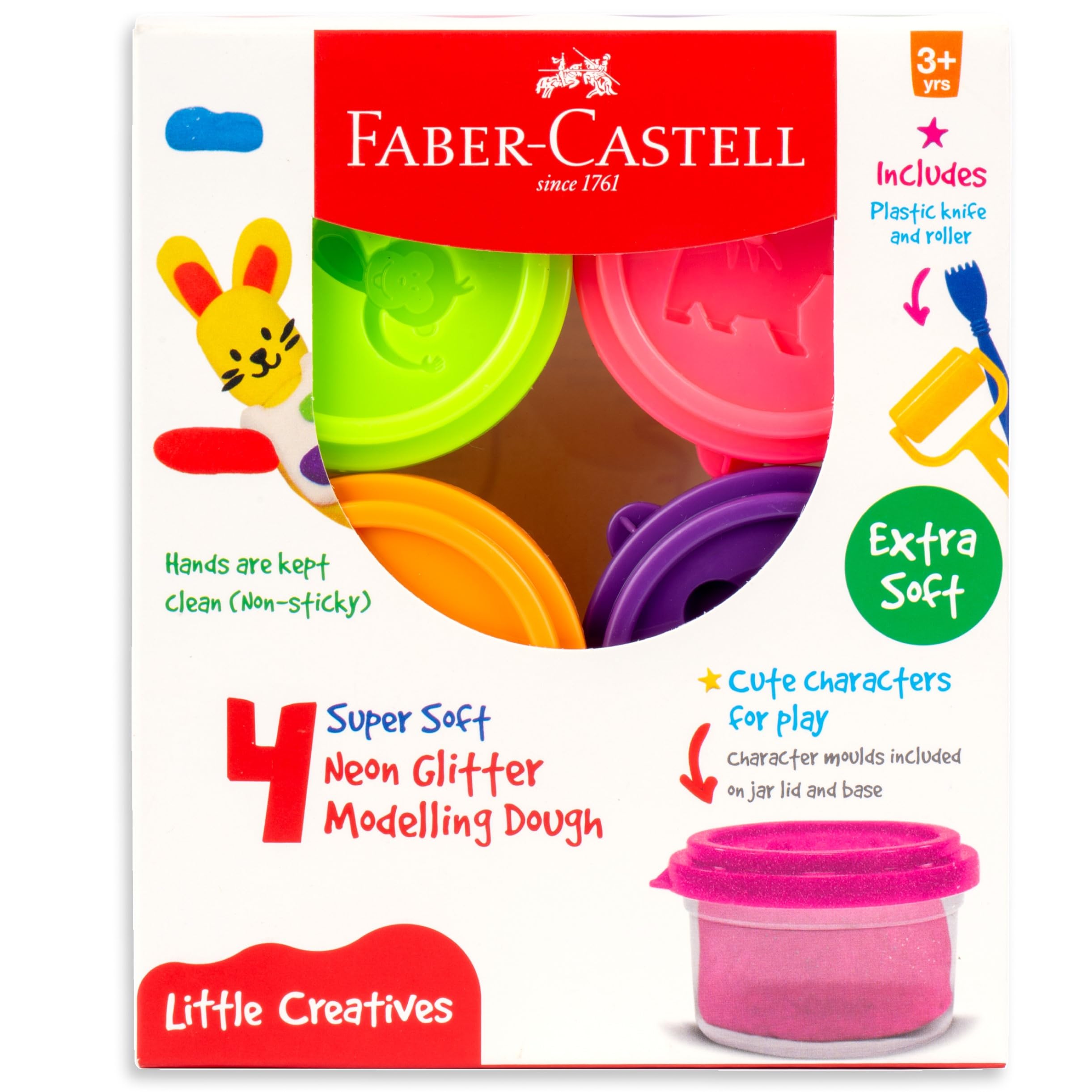 Faber-Castell Modelling Dough Neon Glitter Set of 4-image-47