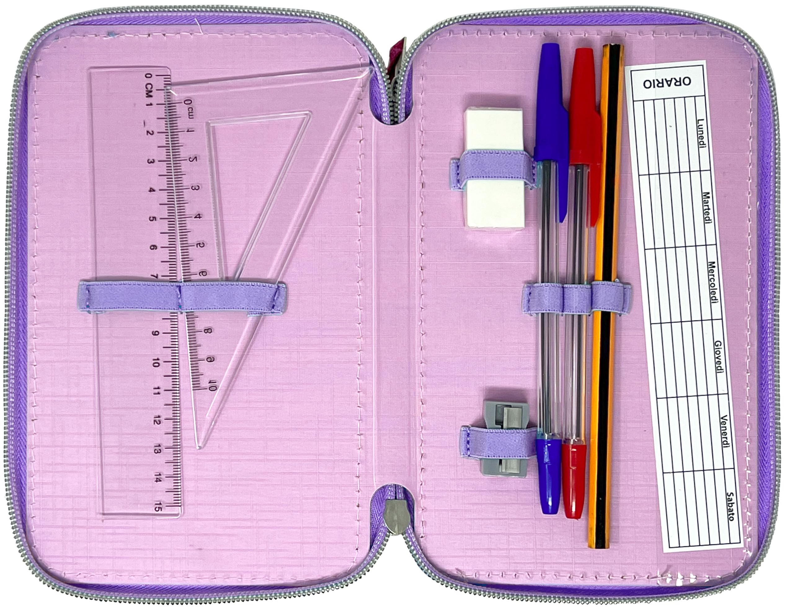 Clondo Astuccio 3 Scomparti 3D Bambini Stitch Angel Fan 44 Accessori Scuola Elementare 20 cm