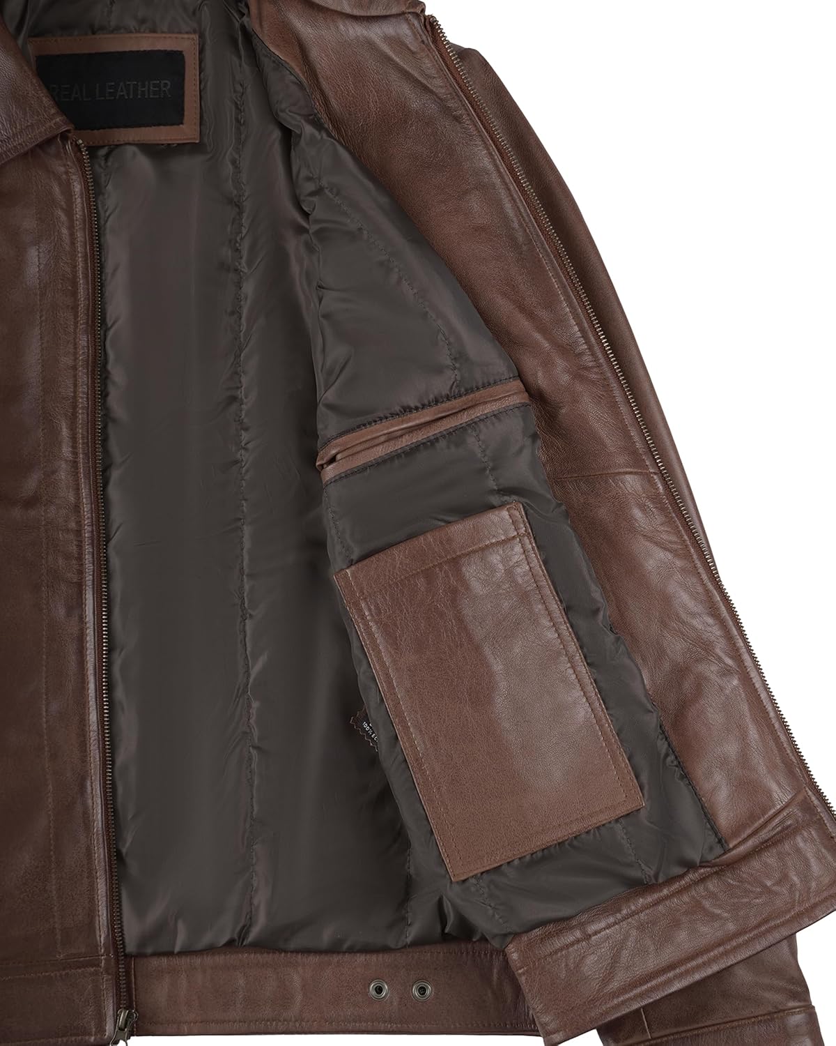 Brown Leather Jacket Men - Black Real Lambskin Mens Leather Jacket - Image 5