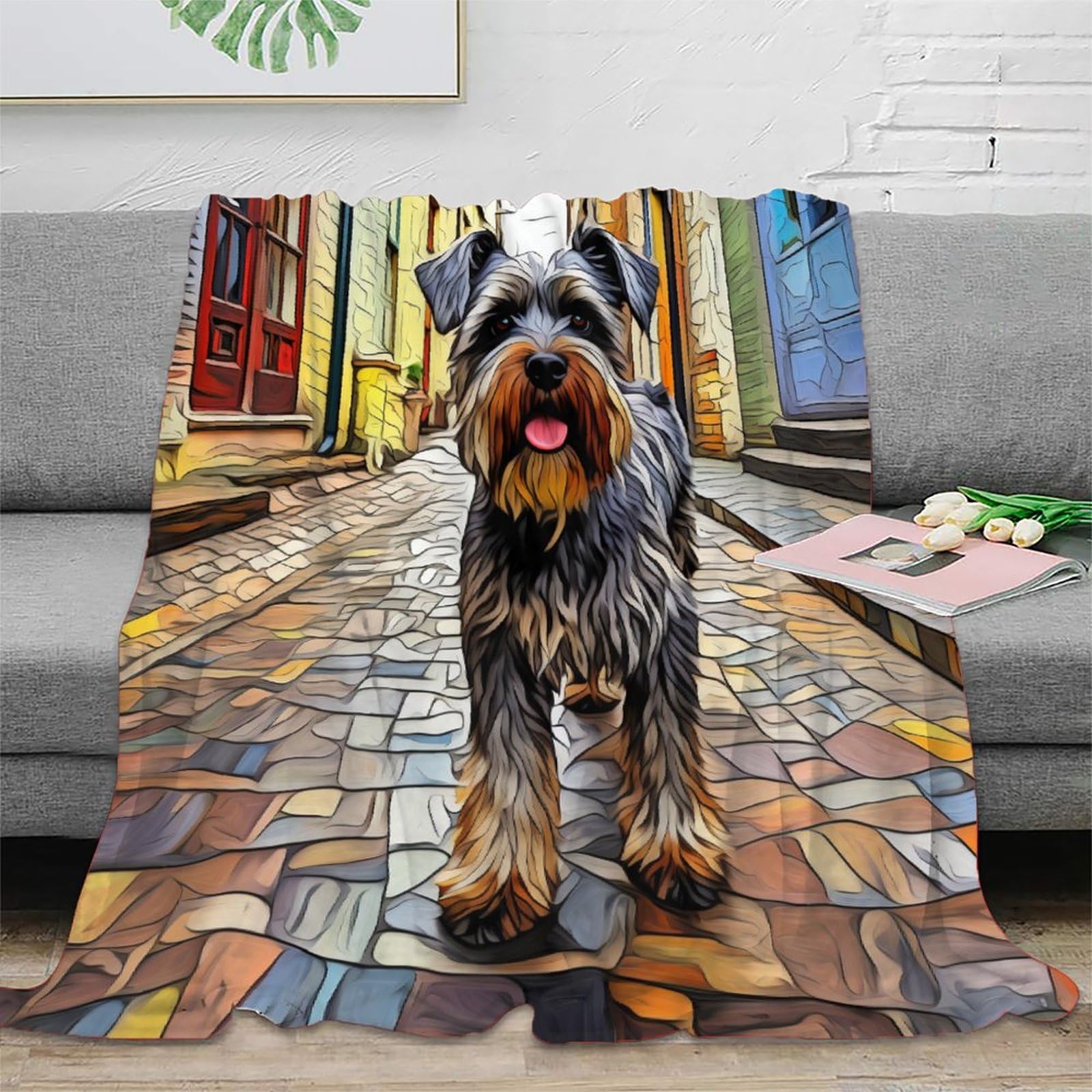 KKOLASXZE 3D Printed Miniature Schnauzer Blankets Ultra-soft Super Soft Cozy Fuzzy Warm Throws with Anti-wrinkle/anti-tarnishing Lightweight for Sofa Bed Decor Bedroom Decor 60x80inch(150x200cm)