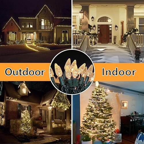 Miniatura 6 de wominoy 70 luces de Navidad C6 de color blanco cálido, luces de Navidad de 35.5 pies para exteriores, luces blancas de Navidad de grado comercial,