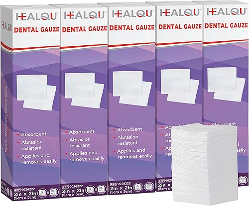 Miniatura 1 de HEALQU 1000 almohadillas de gasa de 2 x 2 pulgadas, almohadillas de gasa suaves no tejidas de 4 capas para extracciones dentales y procedimientos