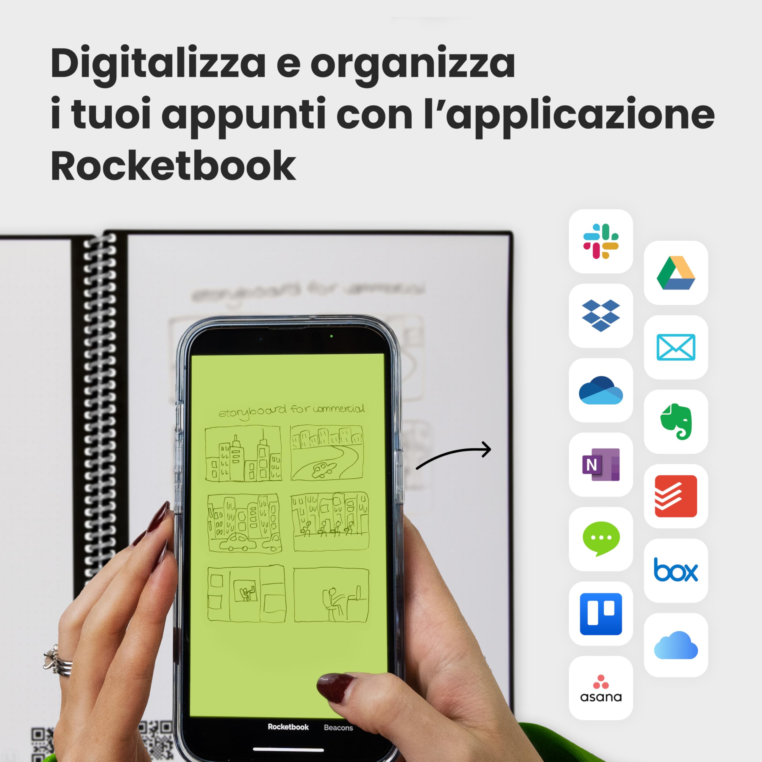 Rocketbook Fusion Planner Agenda Digitale Riutilizzabile, Formato Executive 15 cm x 22,4 cm, Nero - Obiettivi, Calendario Mensile e Settimanale, To-Do List Giornaliera, Pagine a Righe e Puntinate