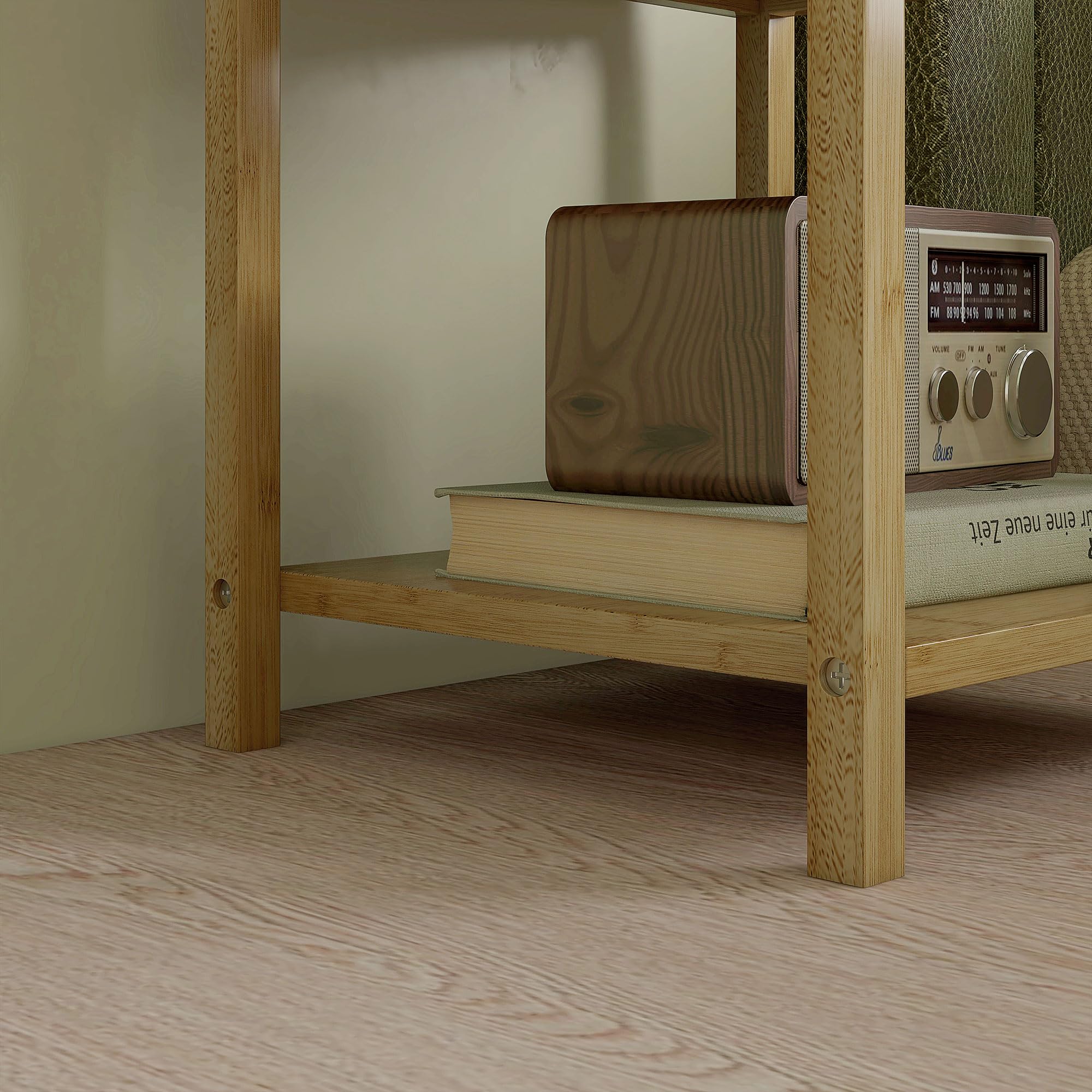 HOMCOM Set 2 Comodini con 2 Cassetti e Ripiano, 40x34x60 cm, Color Legno | Ripiano Inferiore, Stile Nordico, Comodini Moderni in Bambù