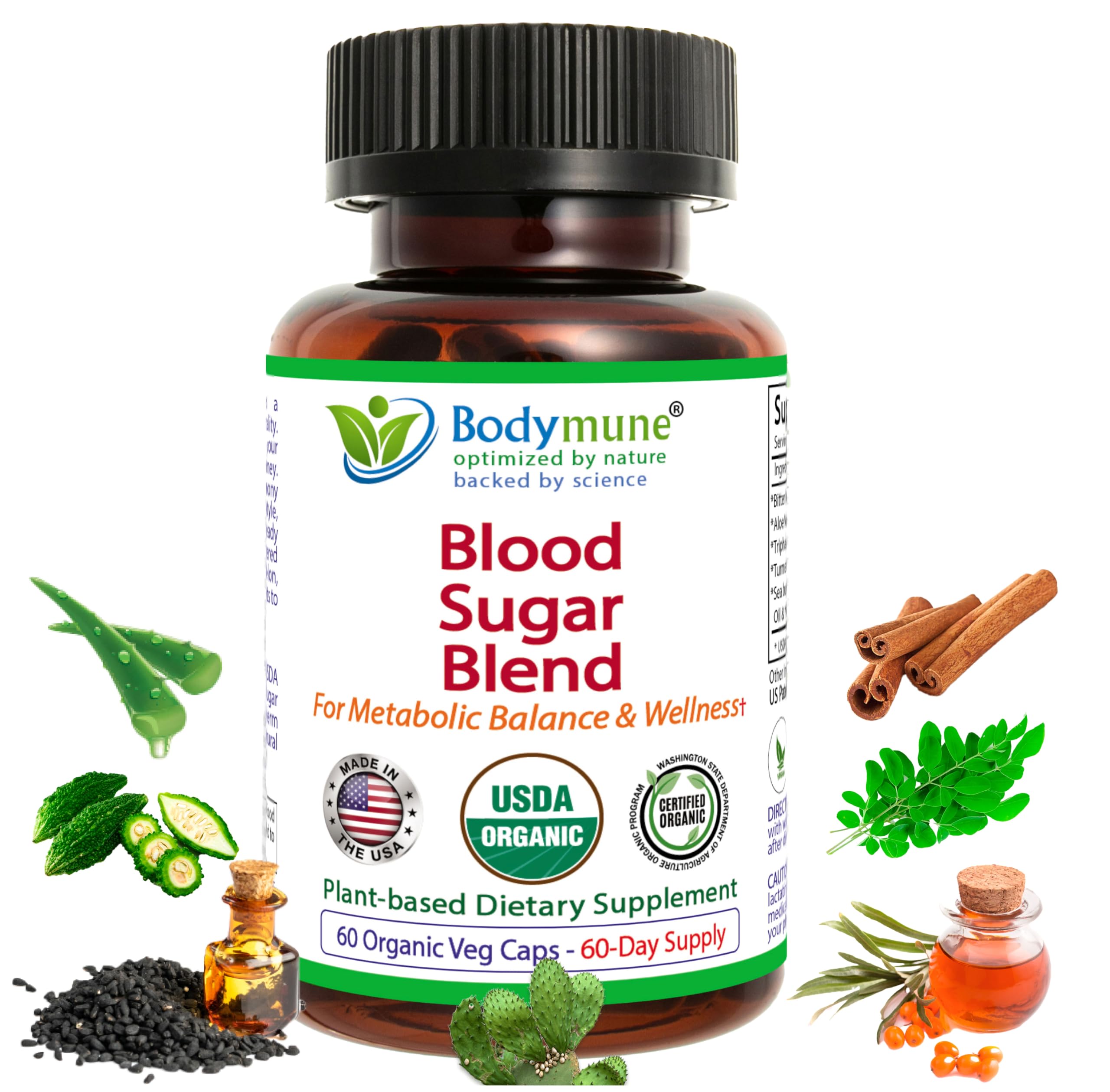 Bodymune Suplemento fitoterápico com cúrcuma, moringa e óleos vegetais, 60 cápsulas