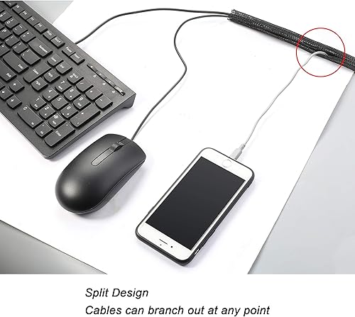 Miniatura 3 de CrocSee Protector de cable trenzado de 10 pies a 38 de pulgada, telar de alambre dividido autoenvolvente para TVcomputadoracine en casabahía del