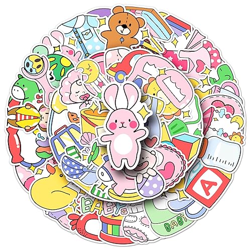 50 Pcs Baby Supplies Stickers - Cute Infant Items Designs,
