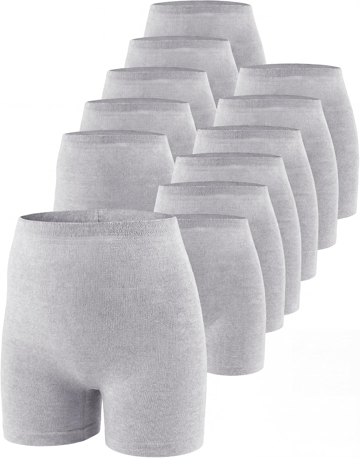 Sosation 12 Pcs Postpartum Underwear for Women Disposable High Waisted Boyshort Underwear for Mom Postpartum Seamless, Stretch Support Under Wear for New Mom Essentials, Waist 28"- 42", Grey
