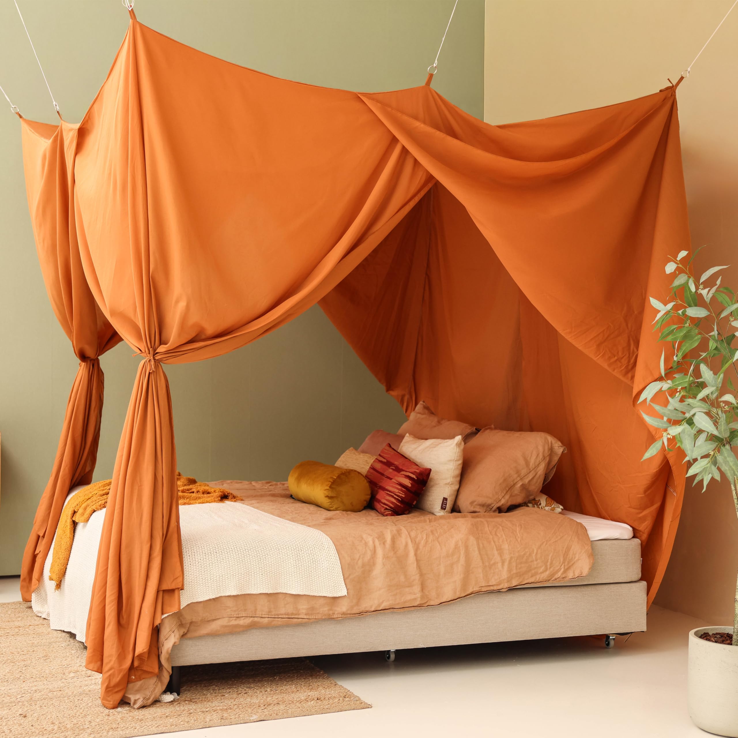 Ciel de Lit Orange, Baldaquin Rectangulaire pour Lit Queen & King