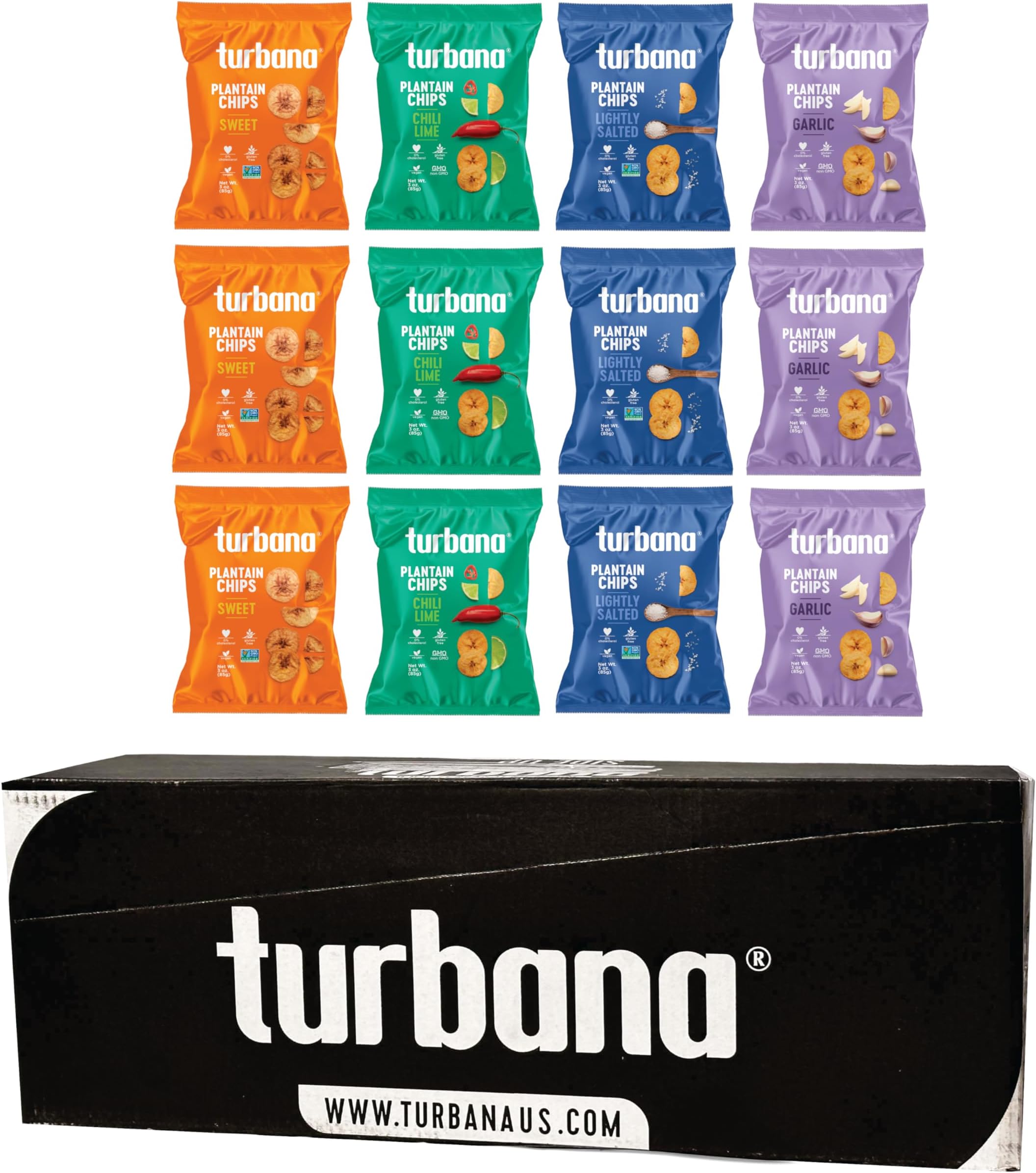 TurbanaTurbana Chips Variety Pack, 12 Bags x 3oz, Variety Flavors
