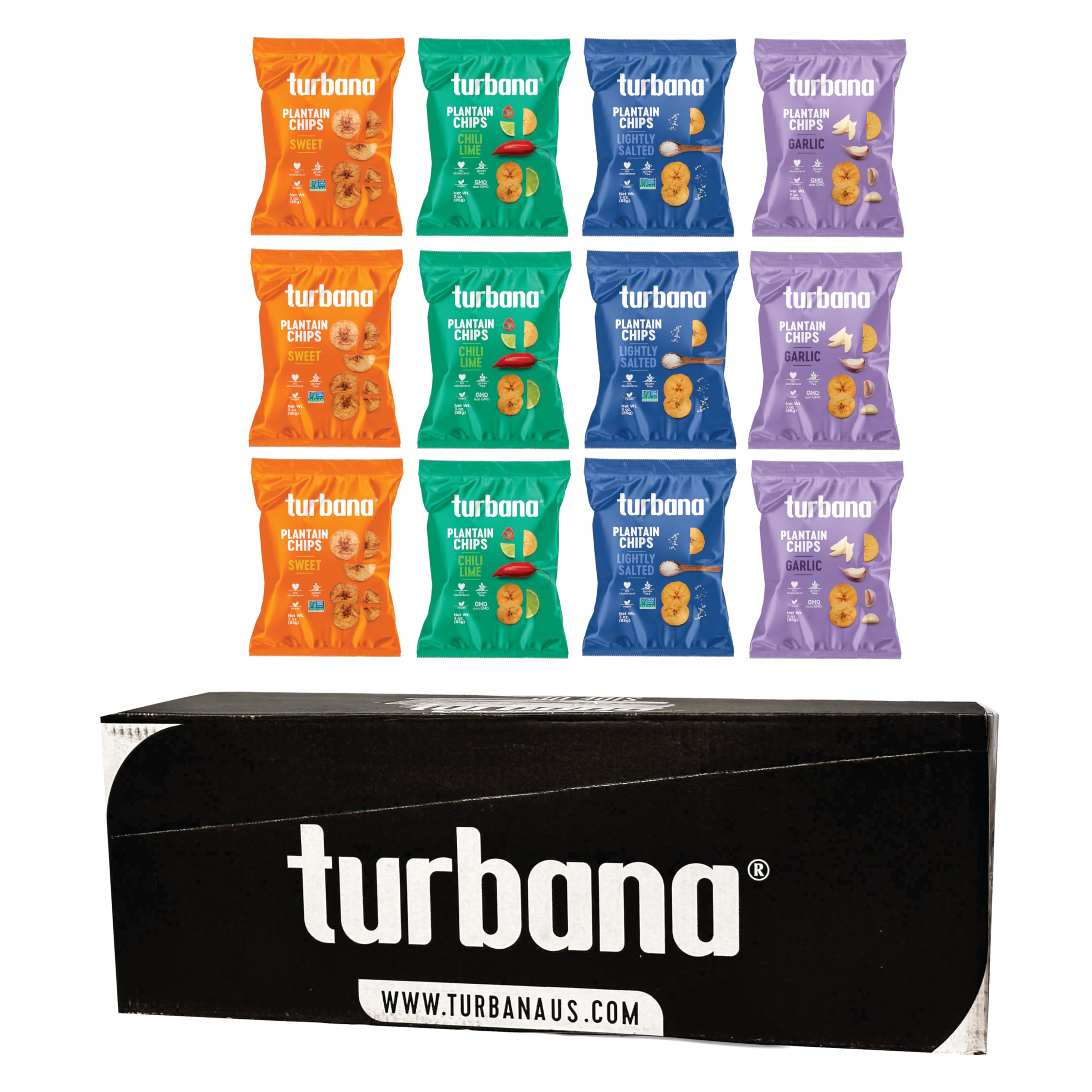 TurbanaTurbana Chips Variety Pack, 12 Bags x 3oz, Variety Flavors
