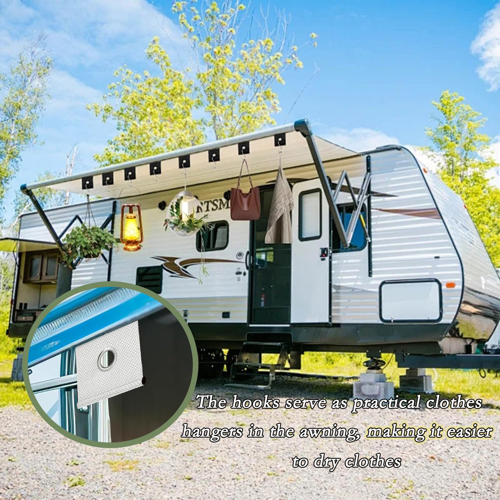 12 Œillets D'Auvent Pour Camping-Car Et Caravane Pour Rail De Fixation 5/6 Mm - 7/8 Mm Crochets D'Auvent, Crochet Passepoilé Auvent Haute