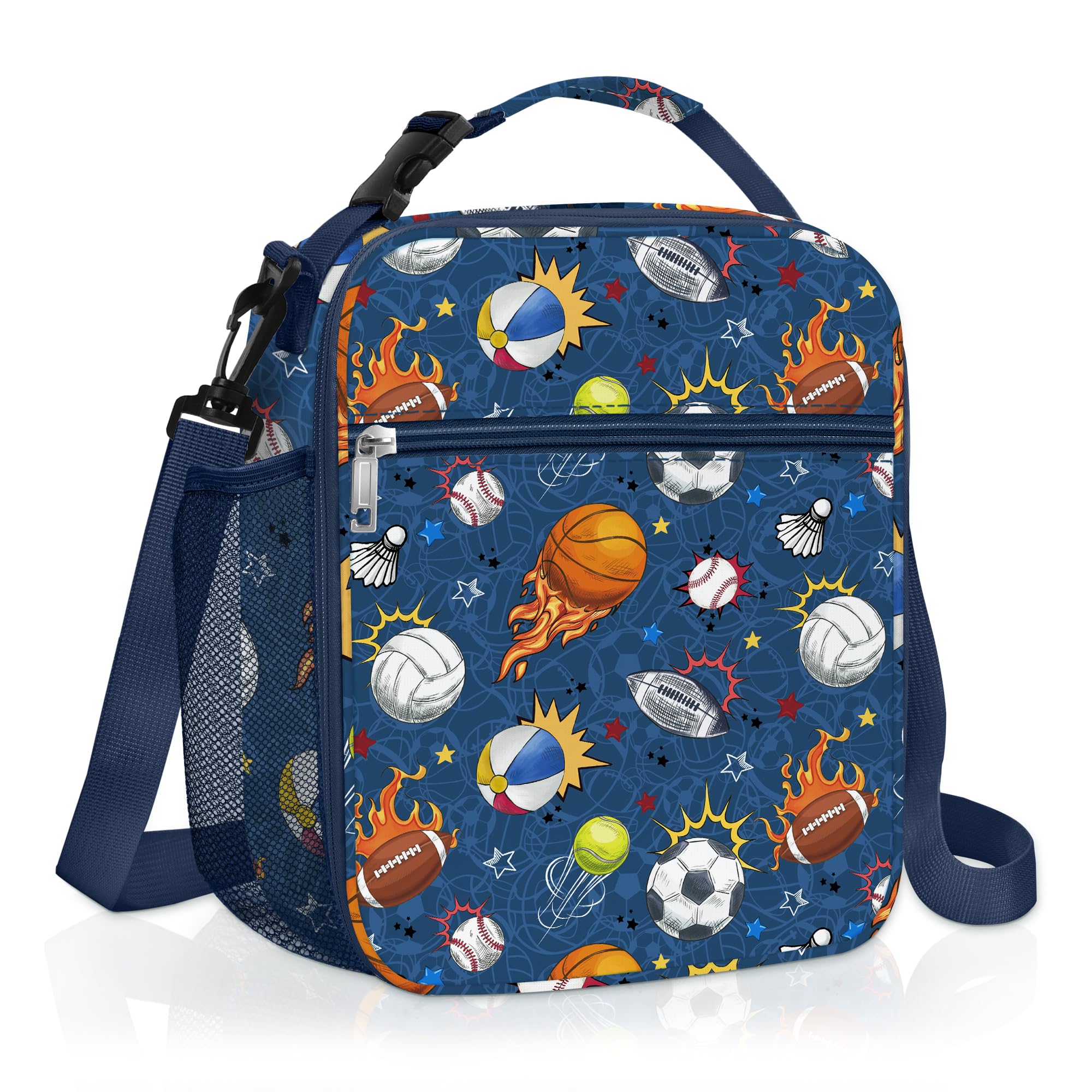 Clastyle Sport Ball Insulated Lunch Bag Large Thermal Cooler Bag for Boys Picnic Lunch Box Tote, Baseball