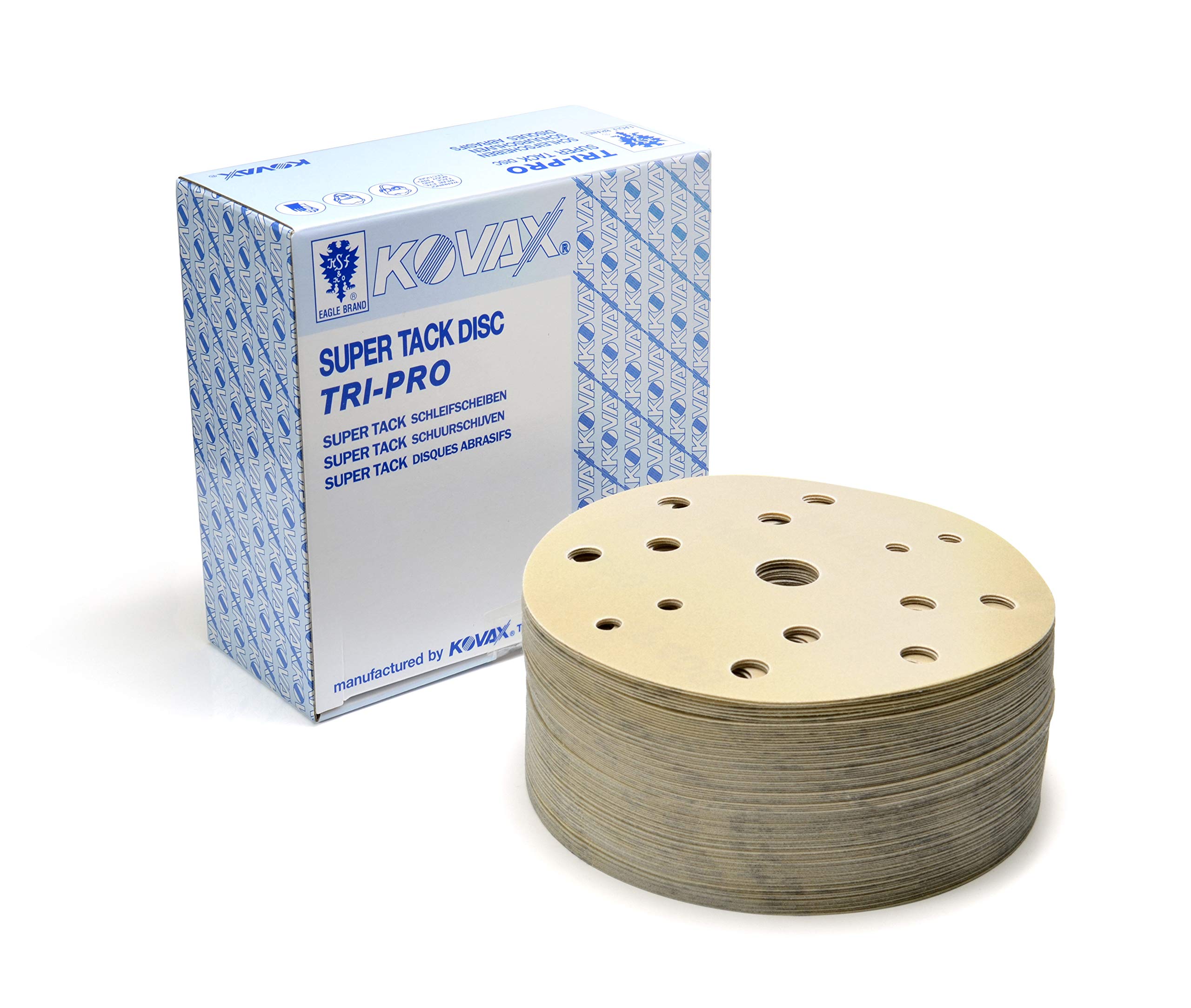 Eagle TRI-PRO 6 inch Super-Tack Vacuum Sanding Discs, 15 Hole, 180 Grit, 527-0180, 100 discs, Hook and Loop