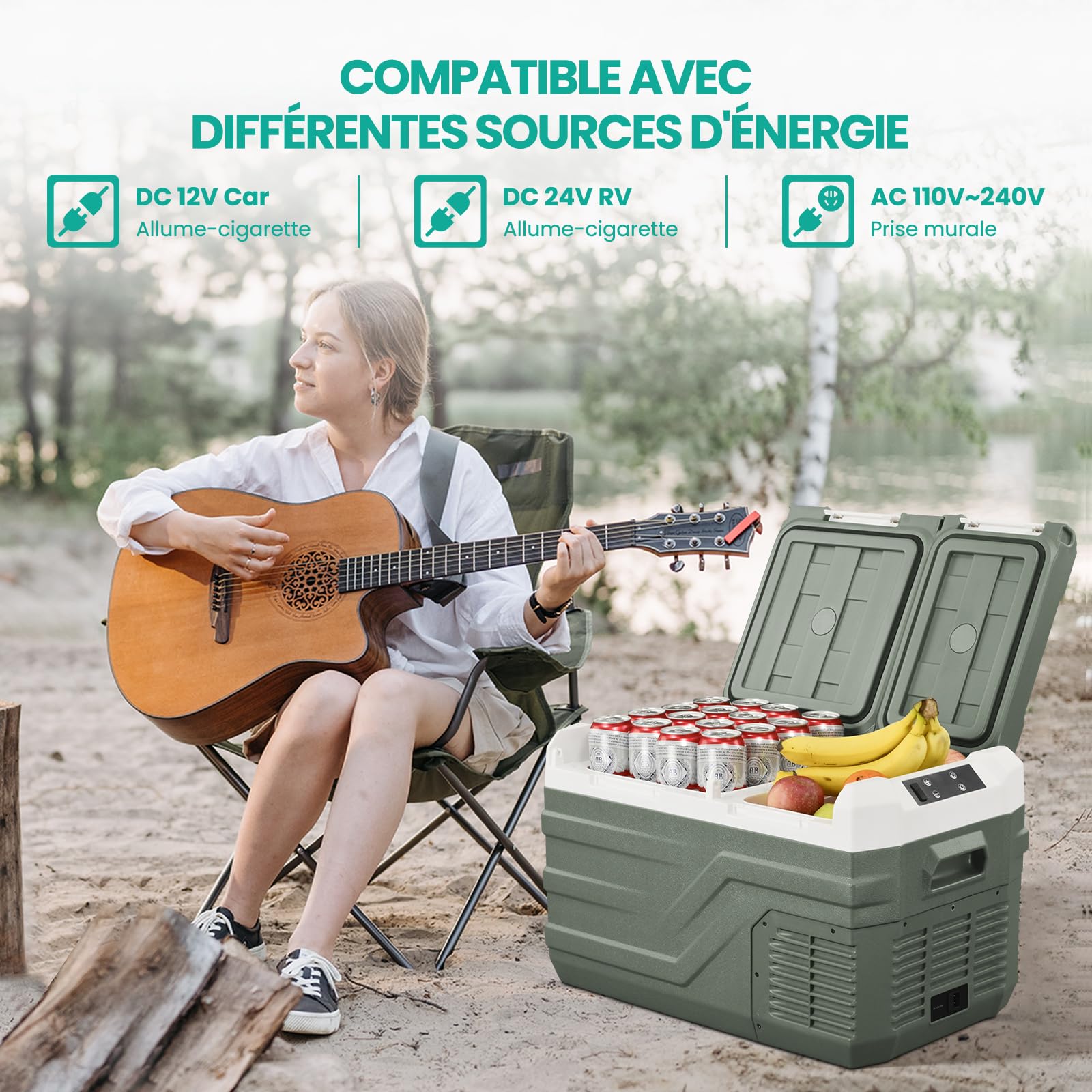 Alpicool Portátil Coche Frigoríficos 31L, Nevera Portátil Eléctrica 12V /24V DC, Nevera de Coche Eléctric Doble Zona Refrigerador de Coche para Hogar, Camping, Viajes, Automóvil, Pesca -20℃ a 20℃