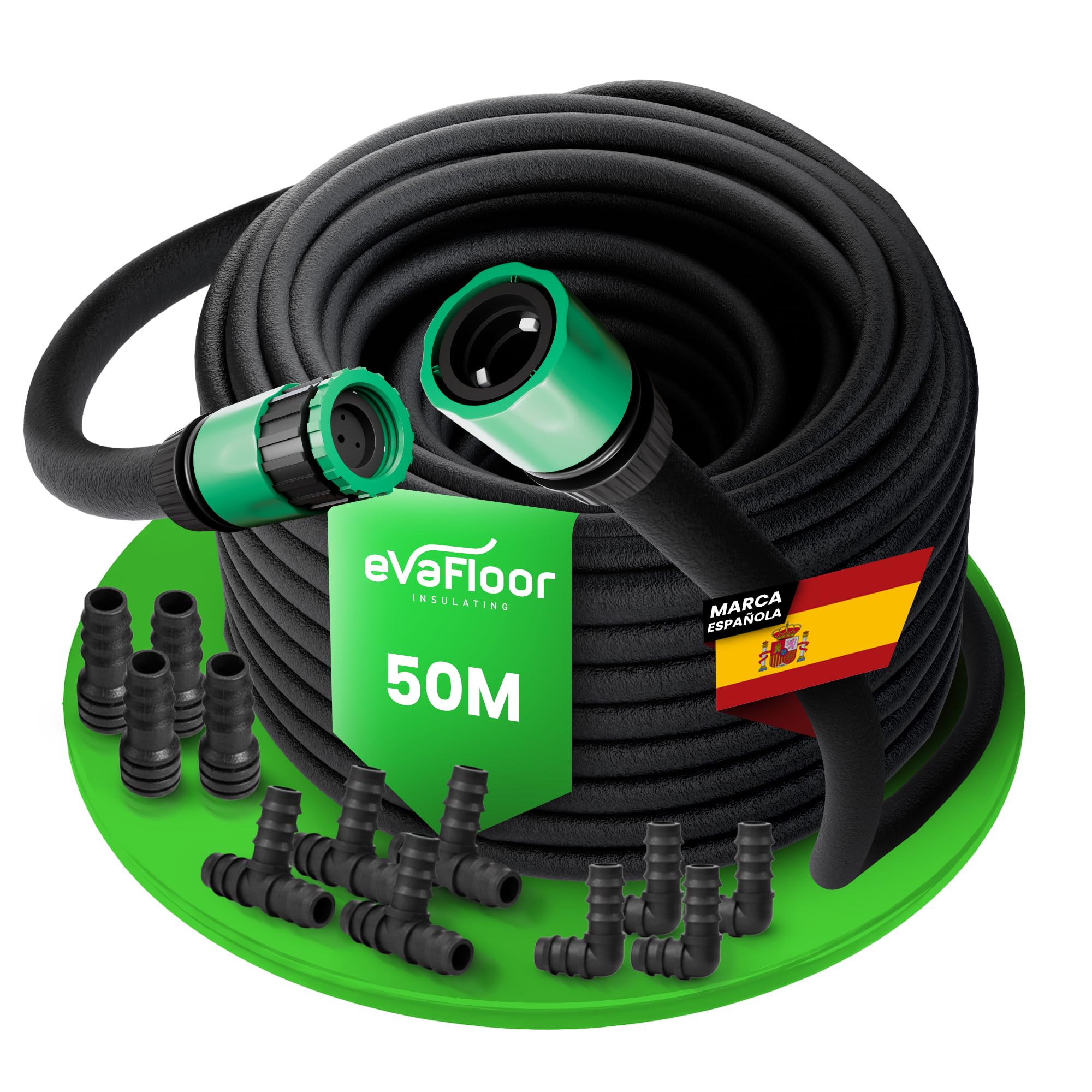 Manguera de riego Exudante Porosa 50 m | Riego por Goteo Uniforme con Ahorro de agua | Ideal para Jardín, Huerto y Setos | Incluye Kit de Conectores