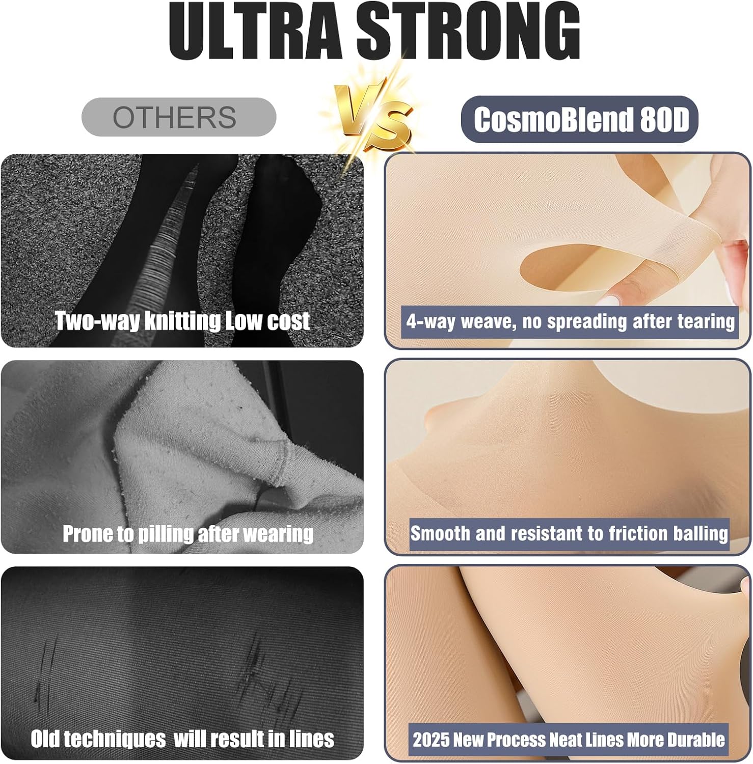 80D Tights for Women, 2 Pairs Control Top Microfiber Semi Transparent Pantyhose for Women - Image 2