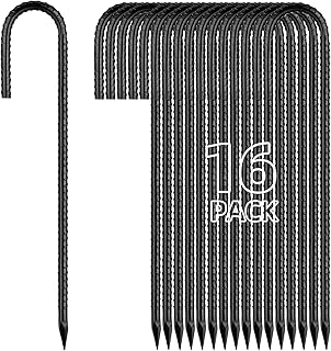 12 Inch Rebar Stakes J Hook Ground Stakes 16-Pack Heavy Duty Galvanized ...