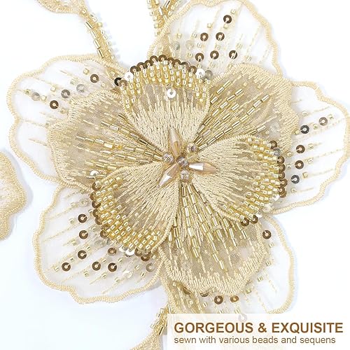 Miniatura 34 de AP01-BK - Cuentas de coser hechas a mano, parches de encaje plateado brillante para coser en lentejuelas, accesorio de corpiño con cuentas