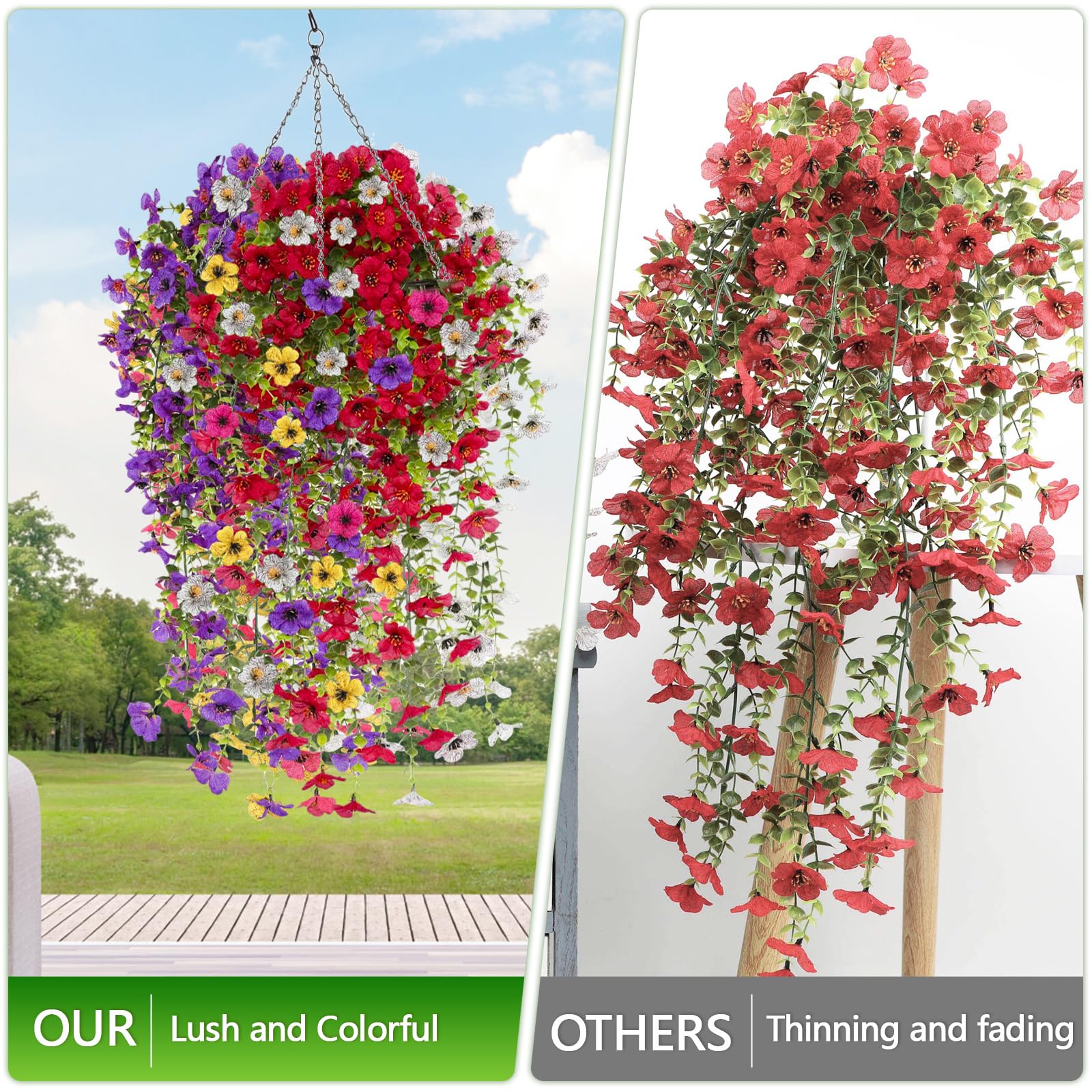 LARDUX Cestini Artificiali Da Appendere Con Fiori, 30,5 Cm, Fiori Finti