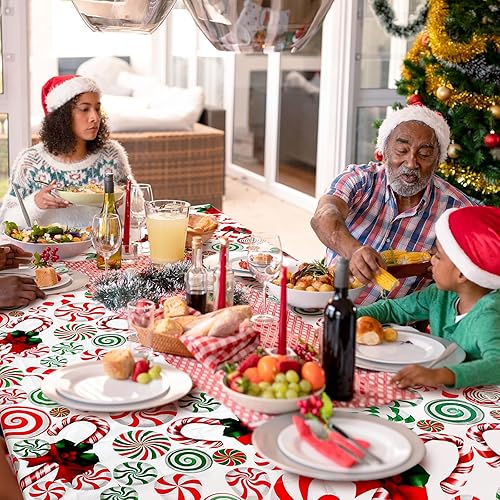 Miniatura 5 de Ganeen Mantel rectangular desechable de plástico con diseño de bastón de caramelo navideño, 12 unidades, para decoración de paletas con cuentas de