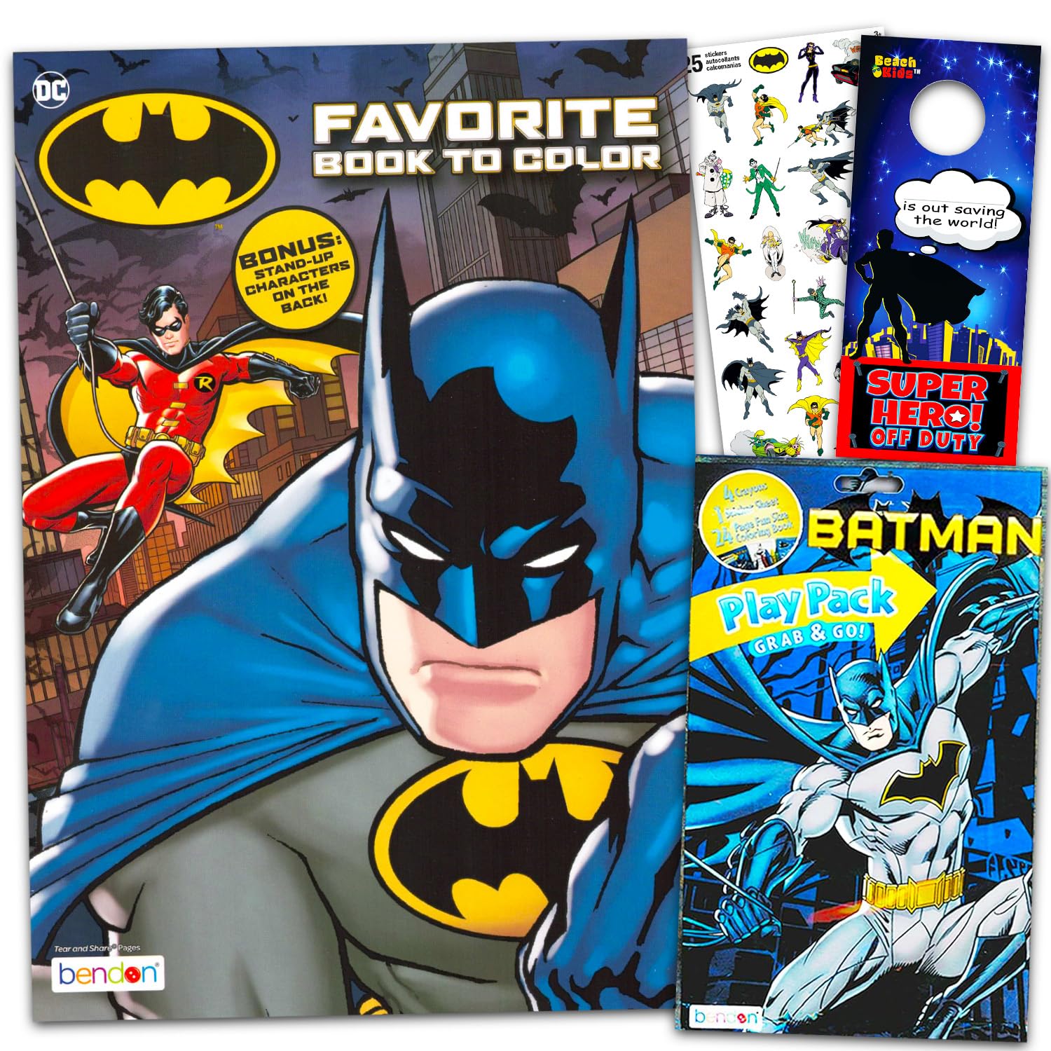 DC Comics Batman Coloring Book Set for Kids - Bundle with Batman Activity Book, Play Pack, More Plus Stickers, and More | Superhero Coloring Set for Boys, Girls