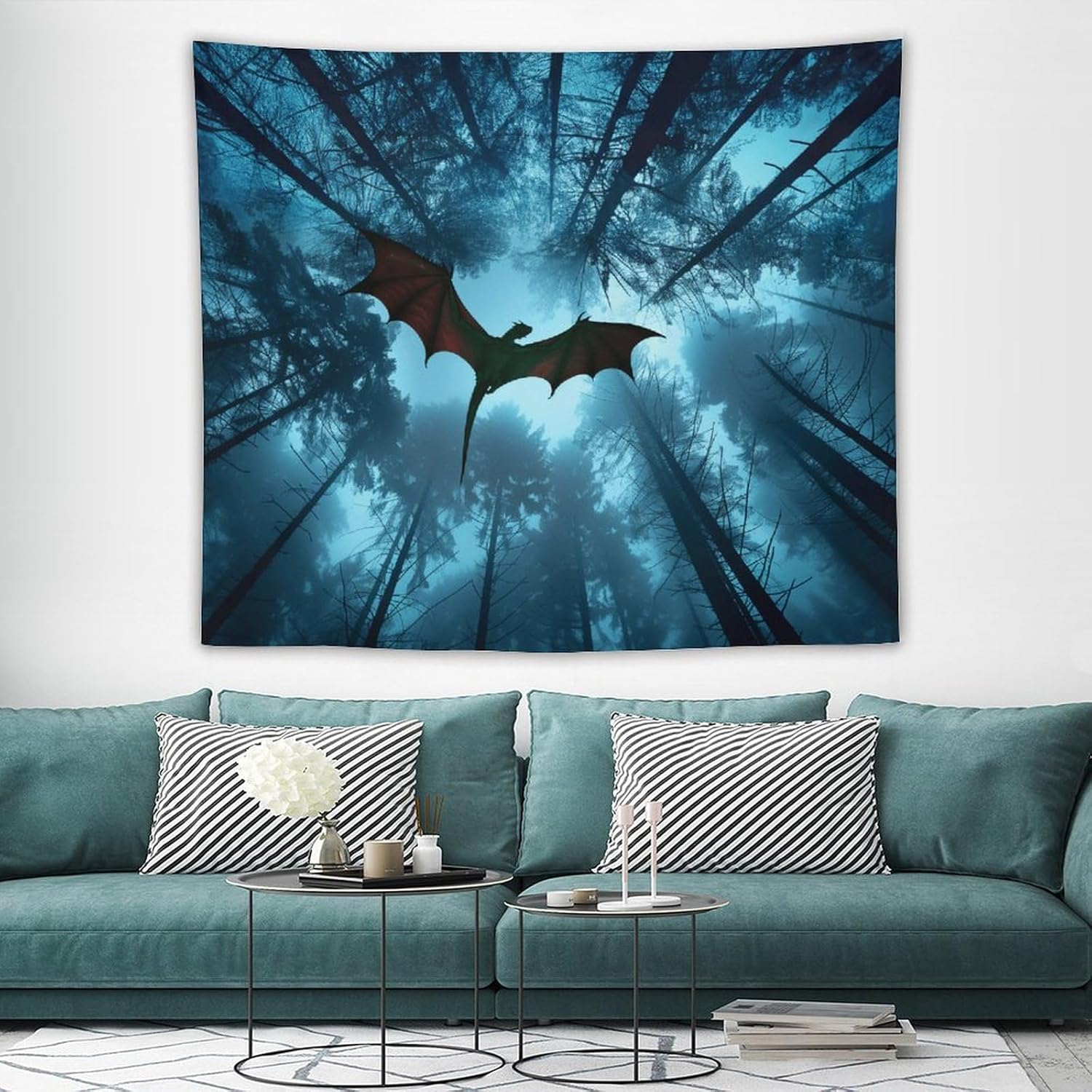 ANMOGID Dragon Ceiling Tapestries for Bedroom, Tree Fabric Wall Hangings for Living Room Dorm Party Home Office Nature Tapestry Forest Wall Hanging Decor 59"x51"