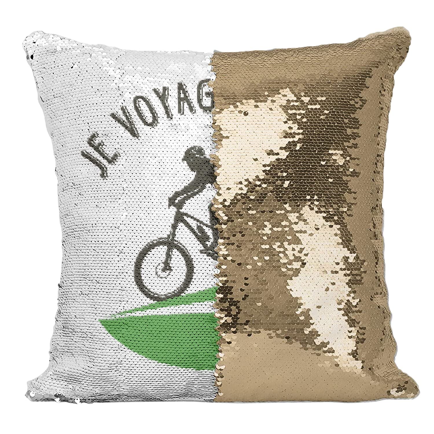 Coussin sequin doré vélo voyage VTT housse paillettes
