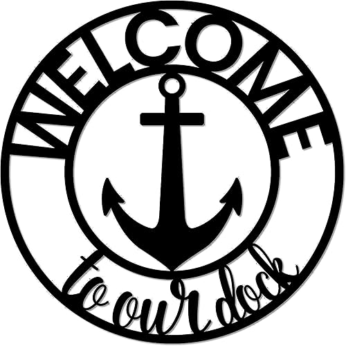 POEM Studio Letrero de pared de metal con texto en inglés "Welcome to Our Dock"  Arte de pared de metal decorativo para decoración de casa con lago