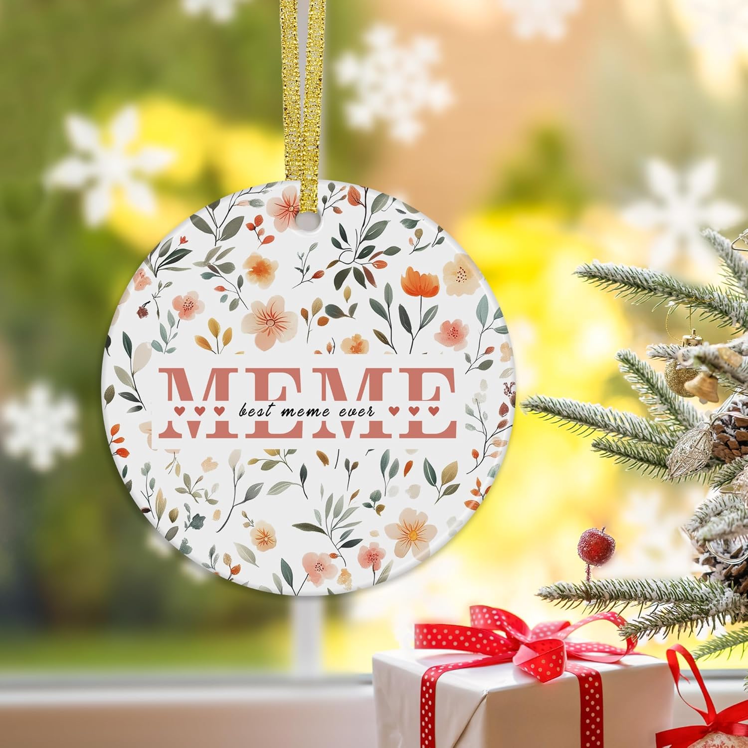Meme Gifts Christmas Ceramic Ornaments Decor, Mothers Day Birthday Ornaments Gifts for Meme Women, Grandma Gift Haning Ornament Decorations for Christmas Tree Mothers Day Birthday - Image 2