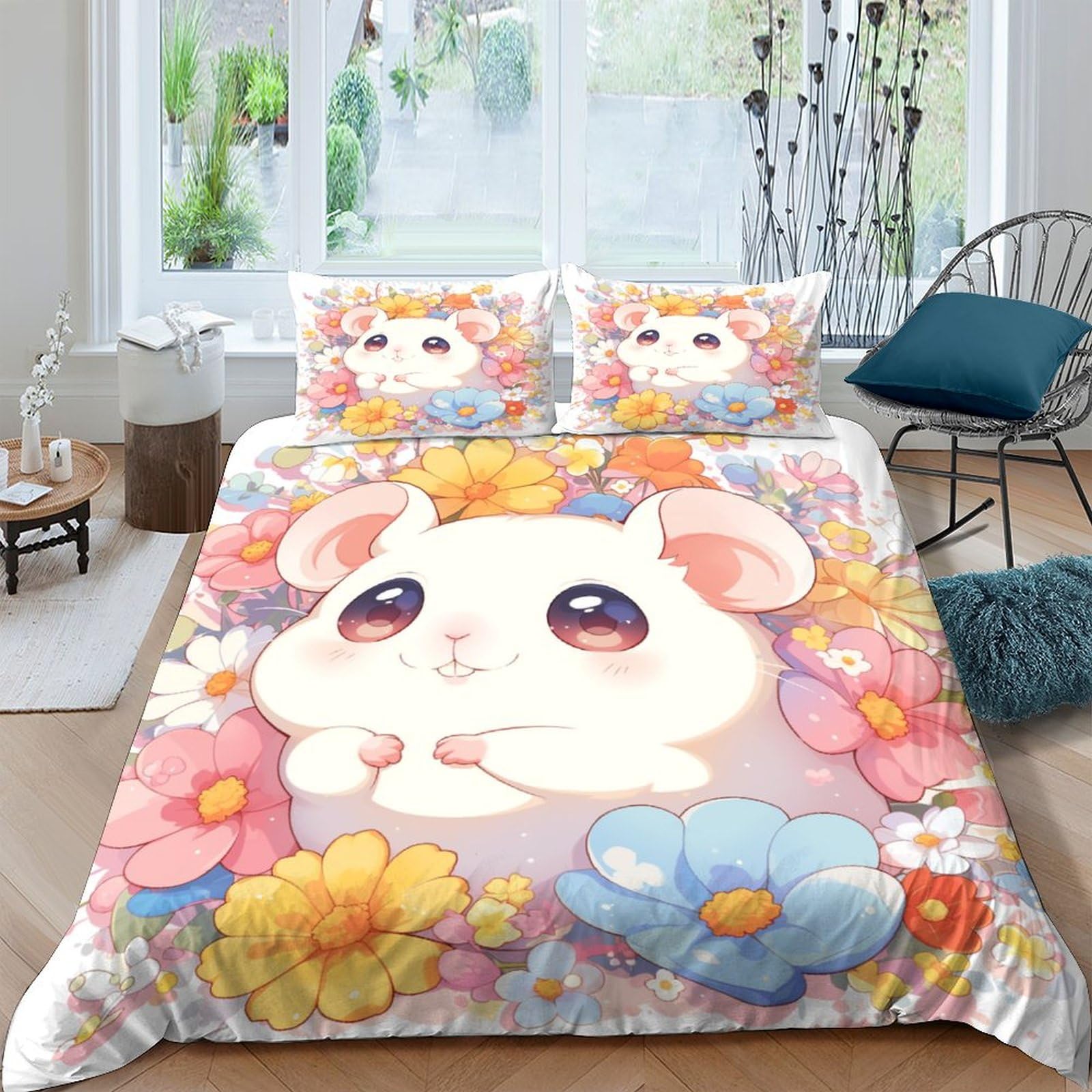 Parure lit cochon d'inde imprimé 3D avec fermeture éclair pratique et microfibre sans repassage