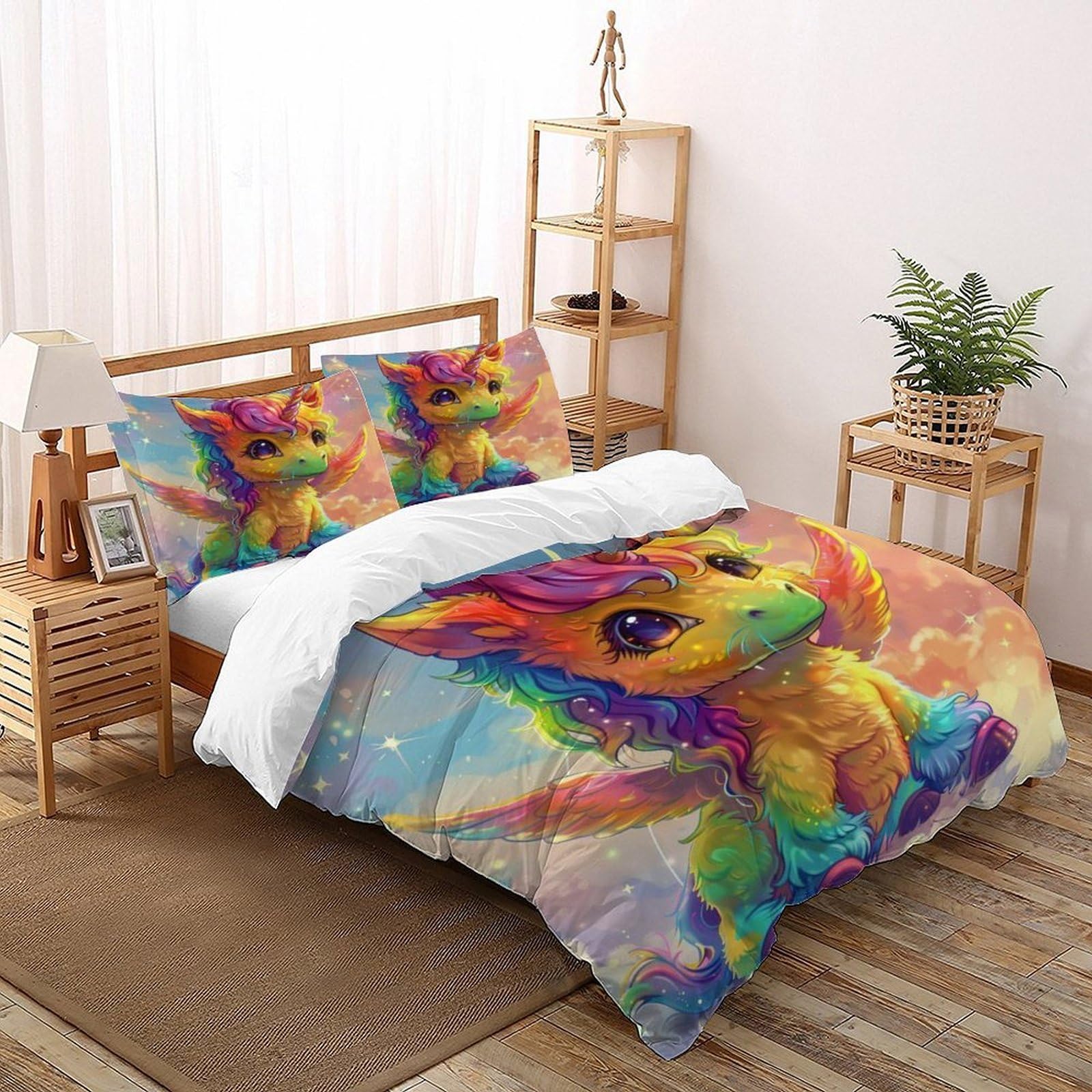 Parure de lit licorne douce anti-transpiration pour lit double