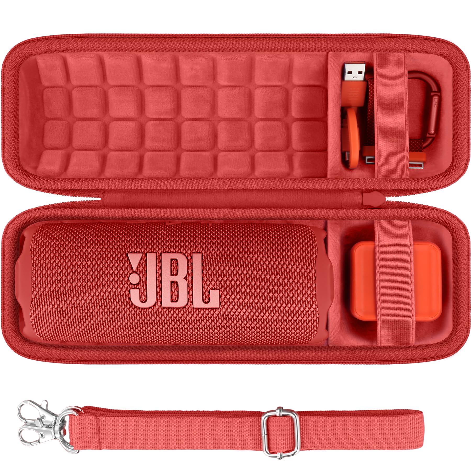 co2CREA Twardy futerał podróżny, wodoodporny zamiennik do przenośnego głośnika Bluetooth JBL Flip 7, Flip 6, FLIP 5 (czerwone etui)