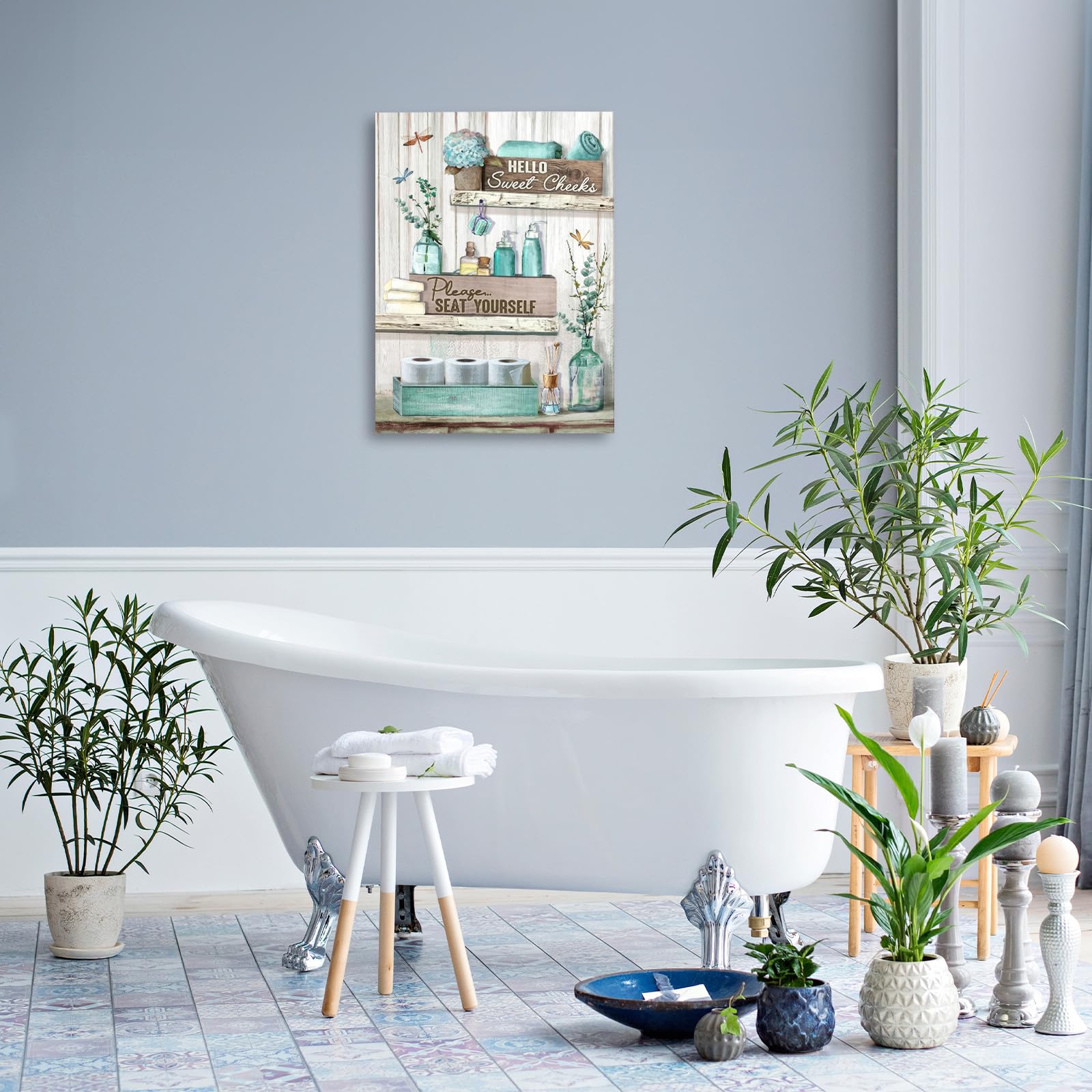 Cadre Pour Toile Poster Décoration Murale Côtière Dazzlewall - 40x40cm - Mouette Bateau Plage - Sans Cadre Toile De Plage