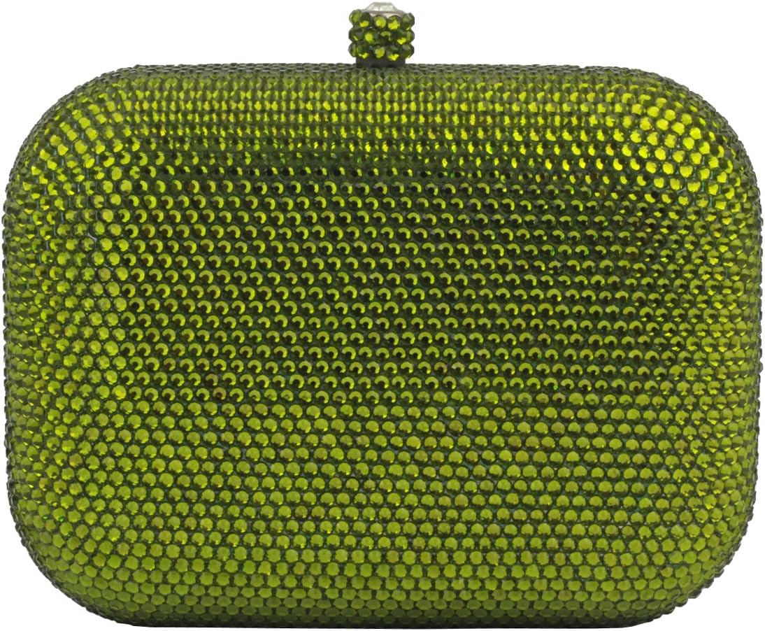 Women's Square Evening Party Clutches with Dazzling Dotted Crystal Diamonds (Green)