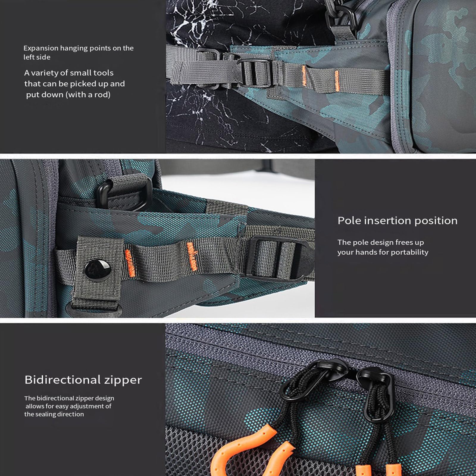 Greabuy Sac de rangement pour matériel de plein air, sac de pêche, sac à bandoulière unique, sac à bandoulière, sac à leurres, sacs de taille multifonctions, sacs à dos de pêche