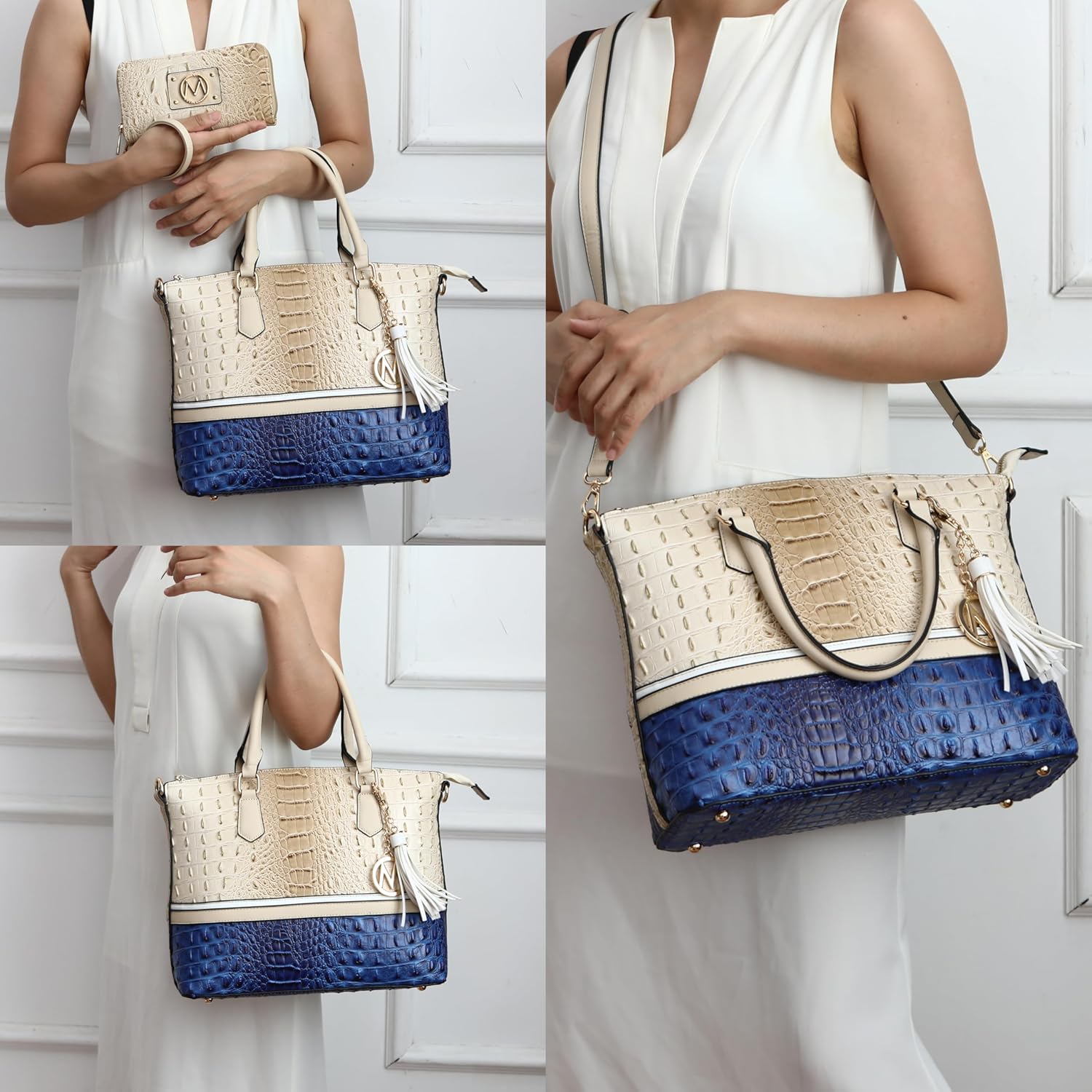 MKF Collection Tote Bag for Women & Wristlet Wallet Purse Set, Vegan Leather Top-Handle Shoulder Handbag by Mia K - Image 2