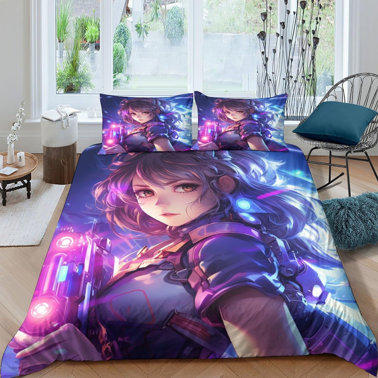 Parure de lit enfant microfibre 200x200 avec housse de couette 3D et taie d'oreiller zippée