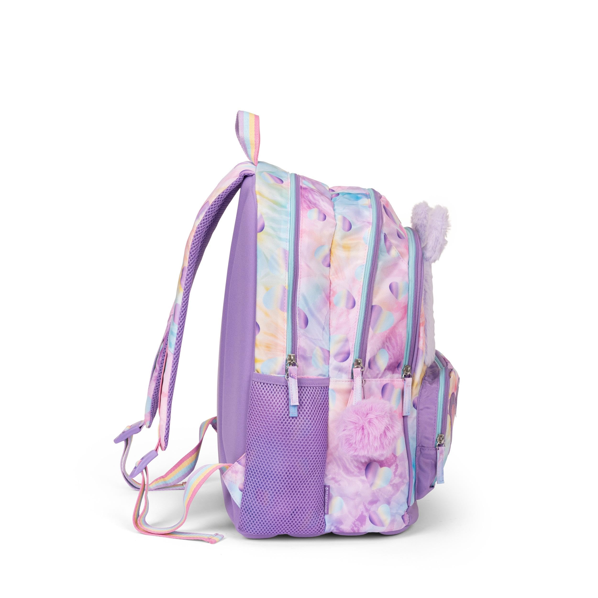 MOFU MOFU - Zaino Scuola Ufficiale Mofu Mofu, con 2 Ampi Spazi Centrali, Capiente Tasca Frontale, Spallacci Regolabili e Imbottiti, Retro e Fondo Termoformati, 32x43Hx23cm, Lilla
