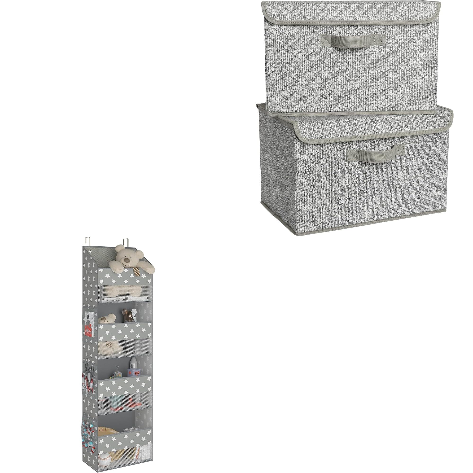 GRANNY SAYS Set di Portaoggetti da Appendere con 4 Tasche e Scatole Portaoggetti con Coperchio