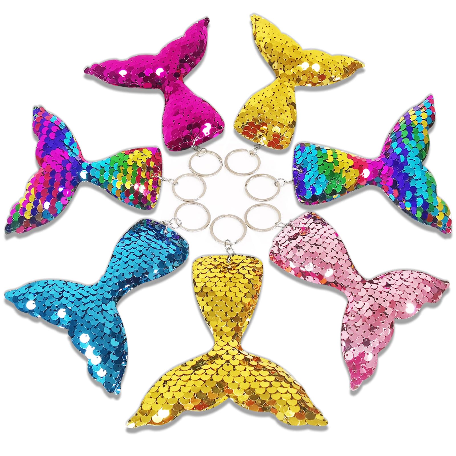 CiciBear 25 Pack Mermaid Tail Sequin Keychains for Ocean Themed Party Favors, Kids and Adults Birthday Gift, Baby Shower,Mermaid Party, 5 Colors