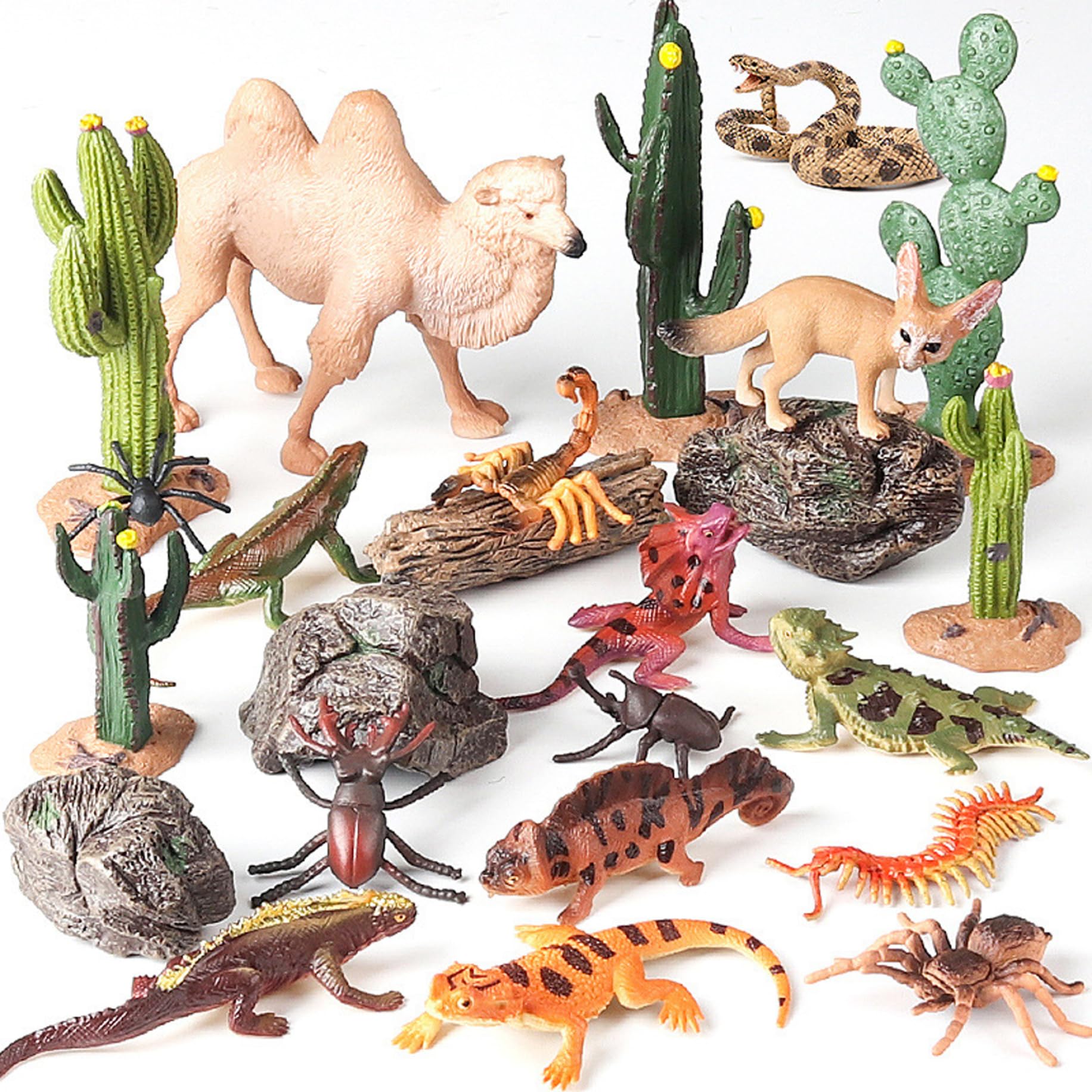 Figuras de Animales del Desierto, Juego de 24 Juguetes de Animales de plástico educativos realistas para niños, niñas y niños