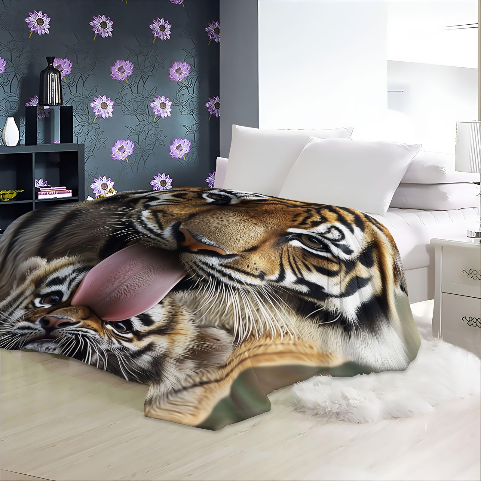 Manta Franela para Cama Manta para Sofá Suaves 100% Microfibra Grande Broncearse Flannel Blanket Lindo Animal de Cerca Manta Invierno Calentitas 200 x 200 cm