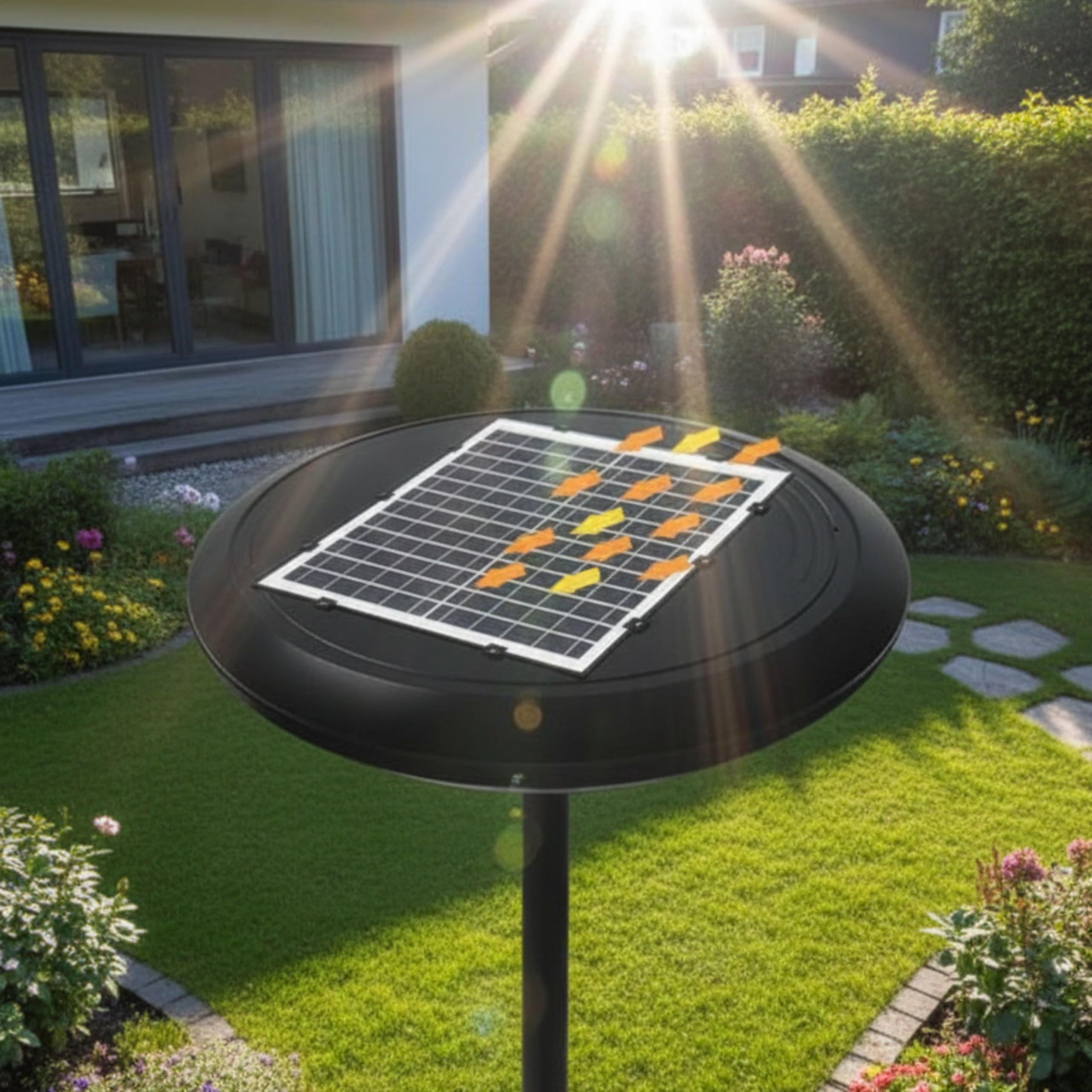 YASTA Lampione Solare da Giardino Esterno 2000 Watt Ø 61cm Faro Led Stradale Forma Ufo Con Telecomando Luce Fredda Lampada con Sensore Movimento e Crepuscolare IP67