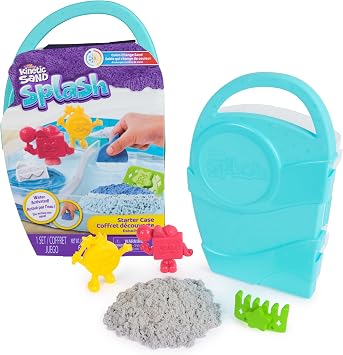 Kinetic Sand, Splash Starter Case with 6oz Color-Change Play Sand, 3 Tools & Molds, Reusable Storage, Sensory Toys, Holiday Gifts & Stocking Stuffers for Kids Ages 3 and up