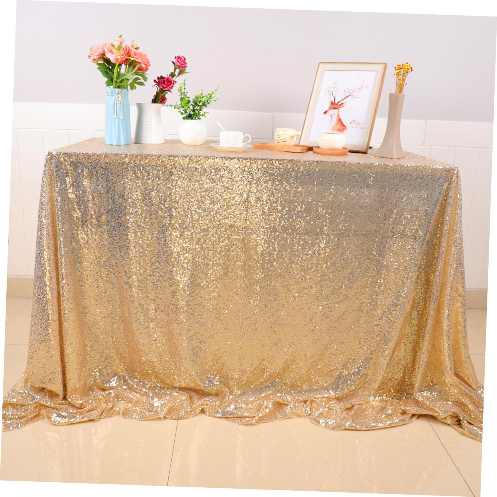 Rideau Doré à Paillettes 1, 2x1, 8m en Sequins pour Fond Photo