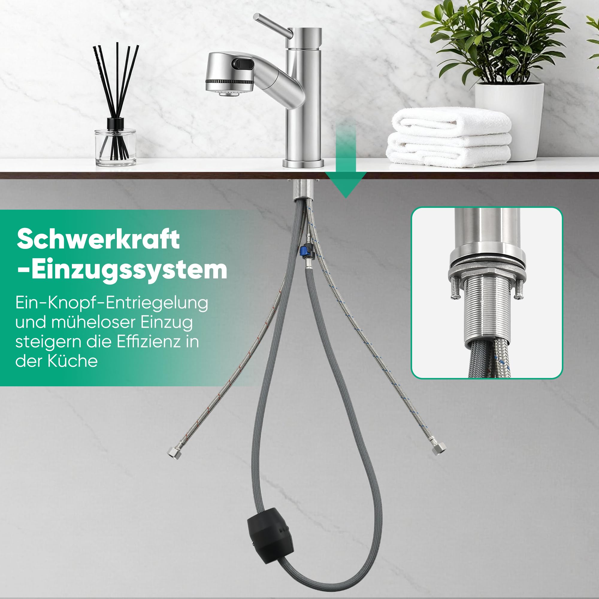 Grifo de baño extensible con una sola mano