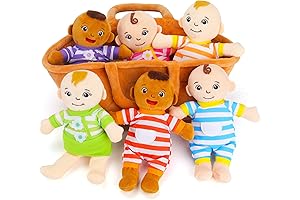 Jumbo Basket of Plush Baby Dolls in Bulk, Set of 6, 8&quot;