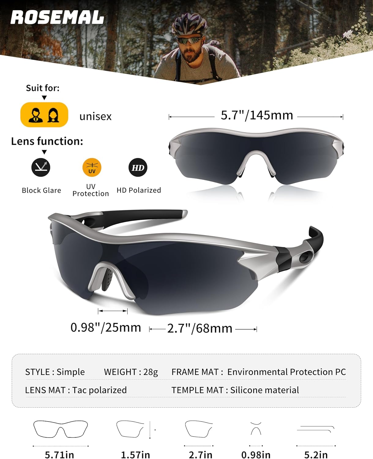 Polarized Sports Sunglasses for Men Women Youth Baseball Running Fishing Tennis Golf Cycling Driving Motor TAC UV400 TR90 - Image 2