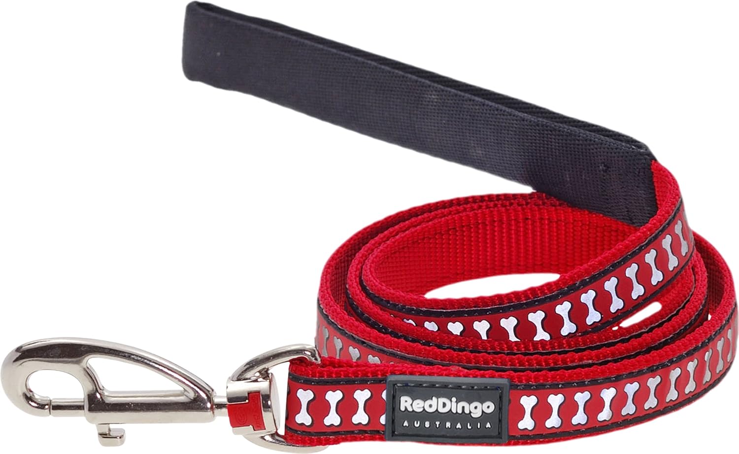 Red Dingo Reflective Dog Lead, 20 mm x 1.2 m, Medium, Black